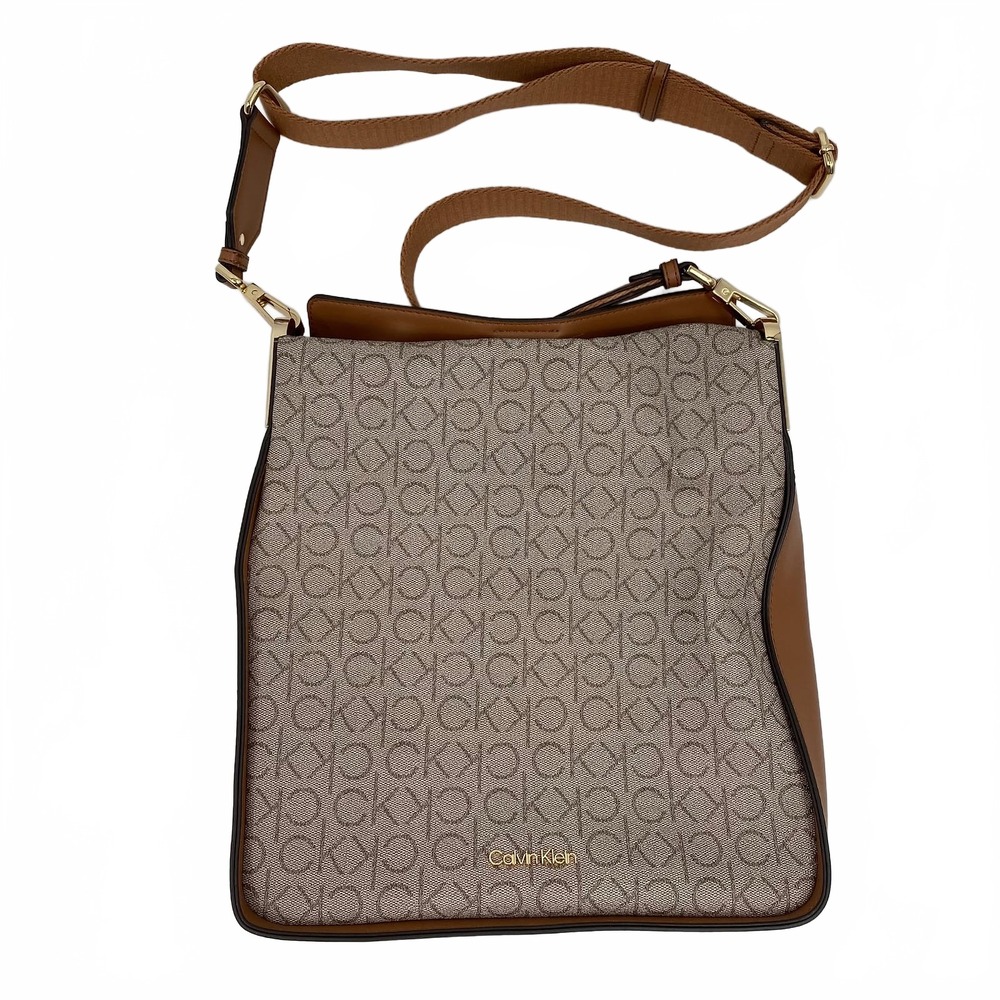 Calvin Klein Crossbody Bag Brown Beige Color Block
